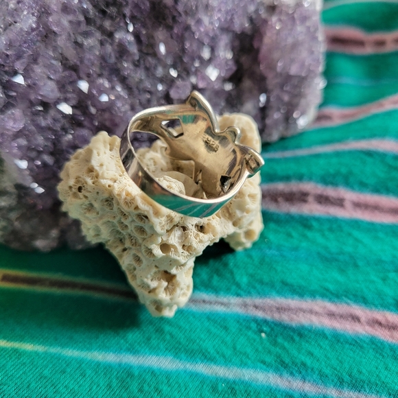 Sterling silver butterfly ring with inlaid lapis stone. - Picture 4 of 5